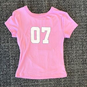 Harper Pink and White Short Sleeve Tee